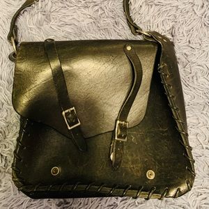 Hand made leather shoulder bag